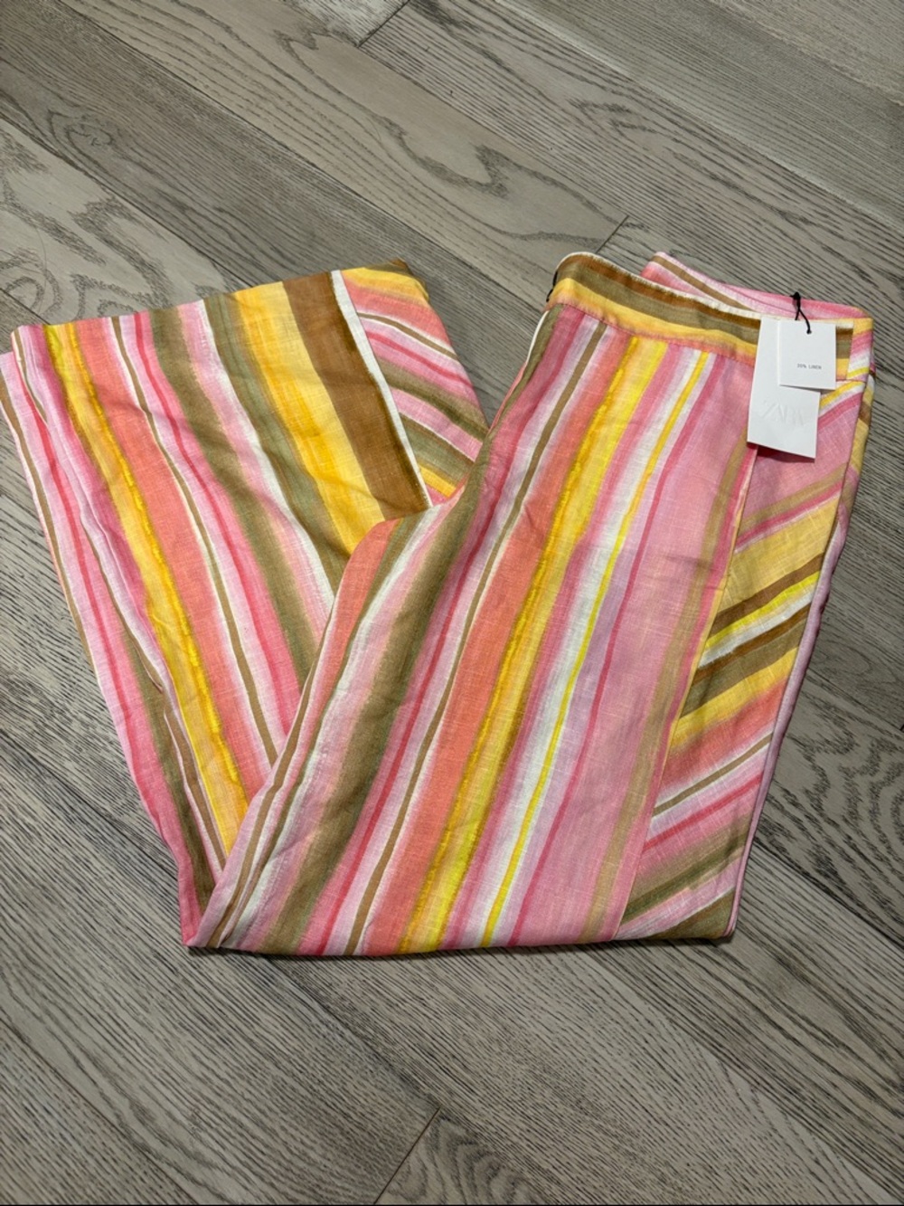 Zara Striped Multi Color Linen Pants - Picture 5 of 8